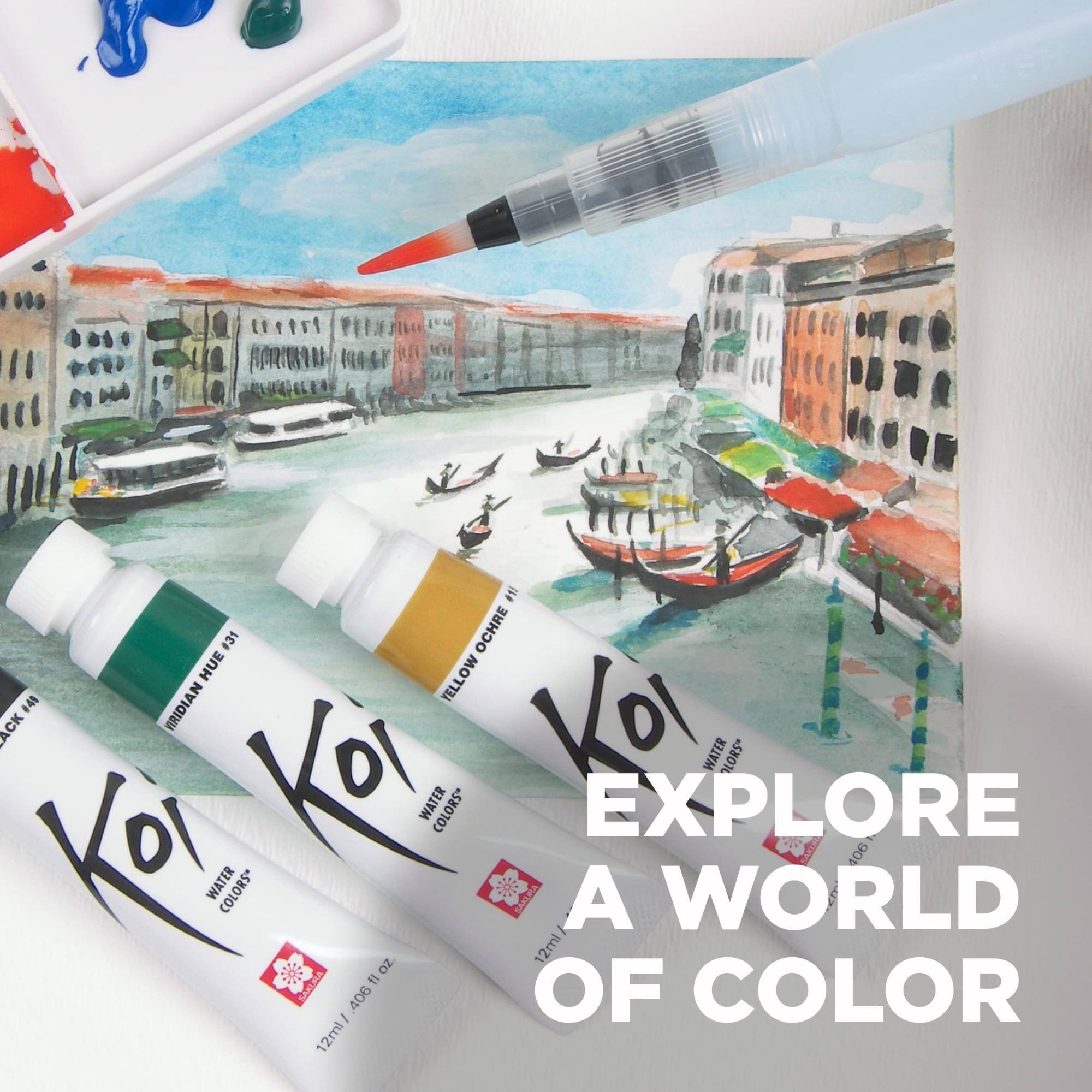 #11 HUE  
#31 OCHRE  
#49 VIRIDIAN YELLOW  

KoI WATER COLORS  
EXPLORE A WORLD OF COLOR  

SAKUA 406 fl OZ.  
SAKUA 12ml