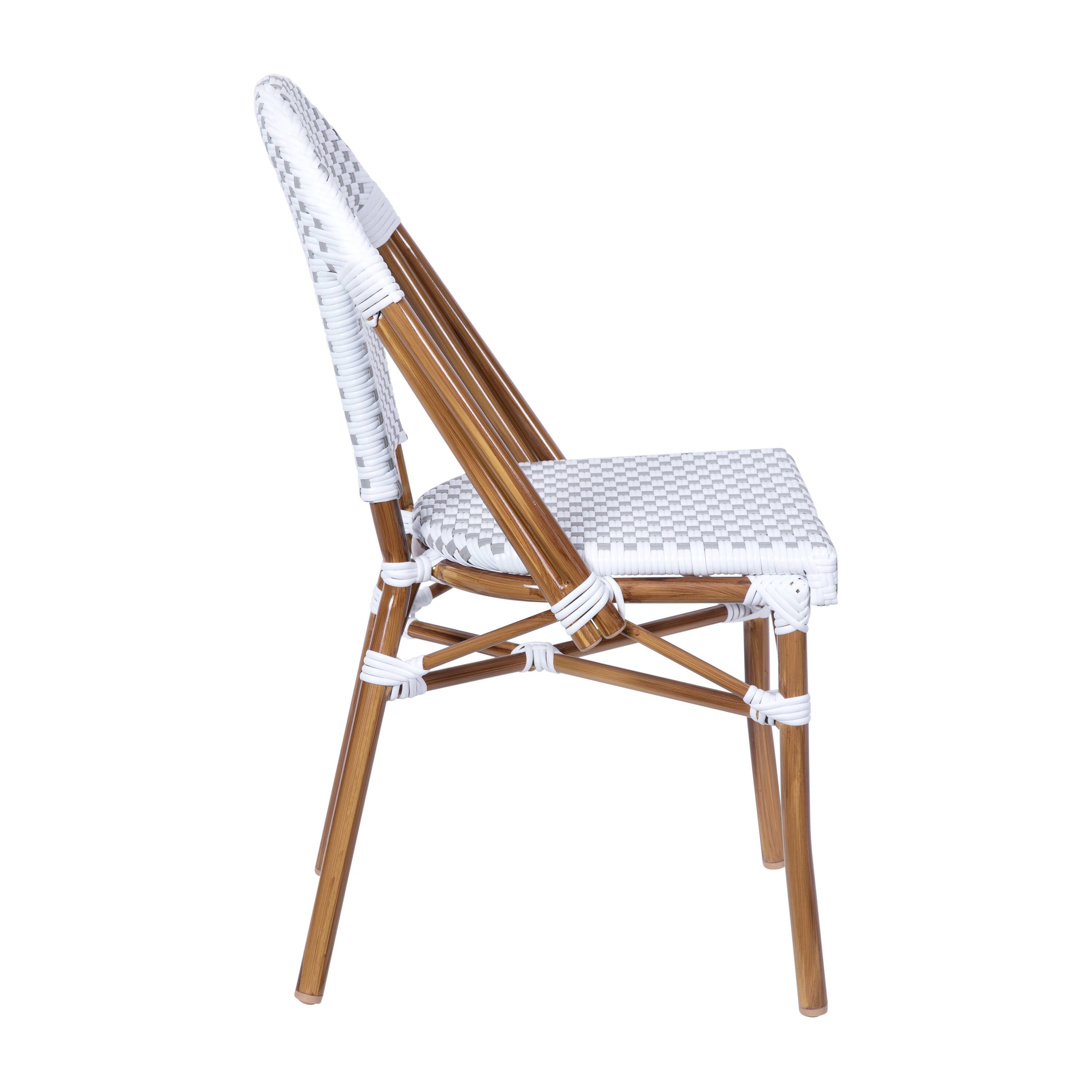 Alt View 9. Emma + Oliver - Colmar Indoor/Outdoor Stacking Bistro Chairs with Aluminum Frame - White & Gray/Natural Frame.
