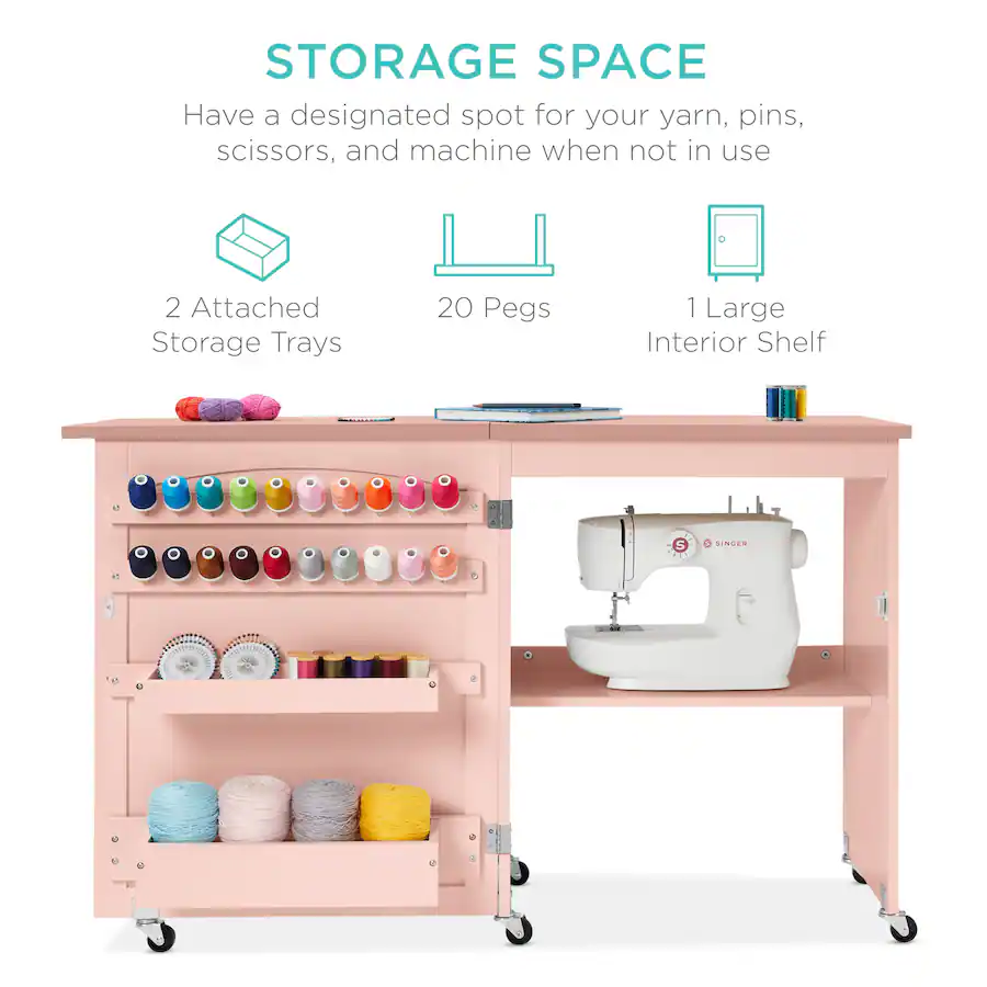 Best Choice Products Sewing Machine Table & Desk w/ Craft Storage and ...