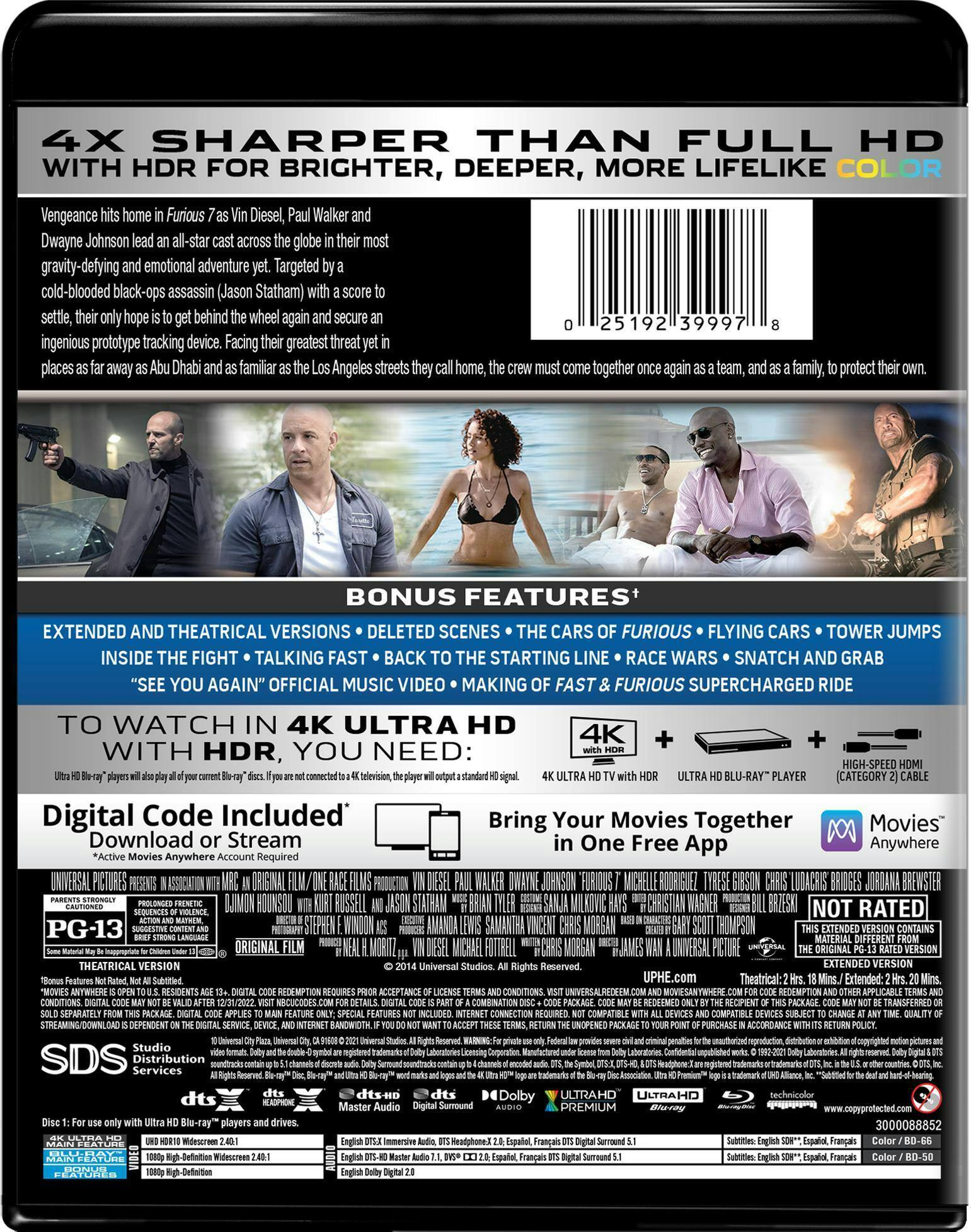 Back. Furious 7   - 4K Blu-Ray.