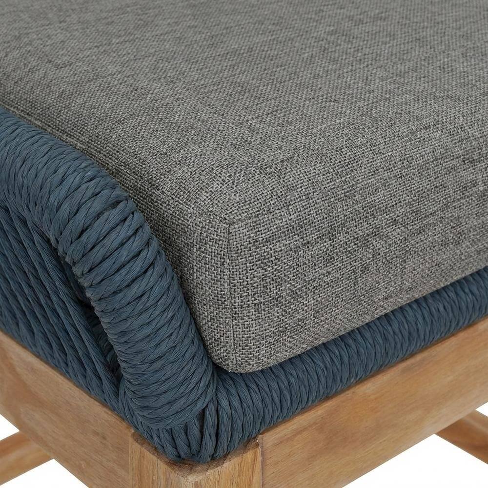 Alt View 1. Outdoor Escape - Teak And Rope Outdoor Counter Stool With Weather-Resistant Finish For Patio - Blue.