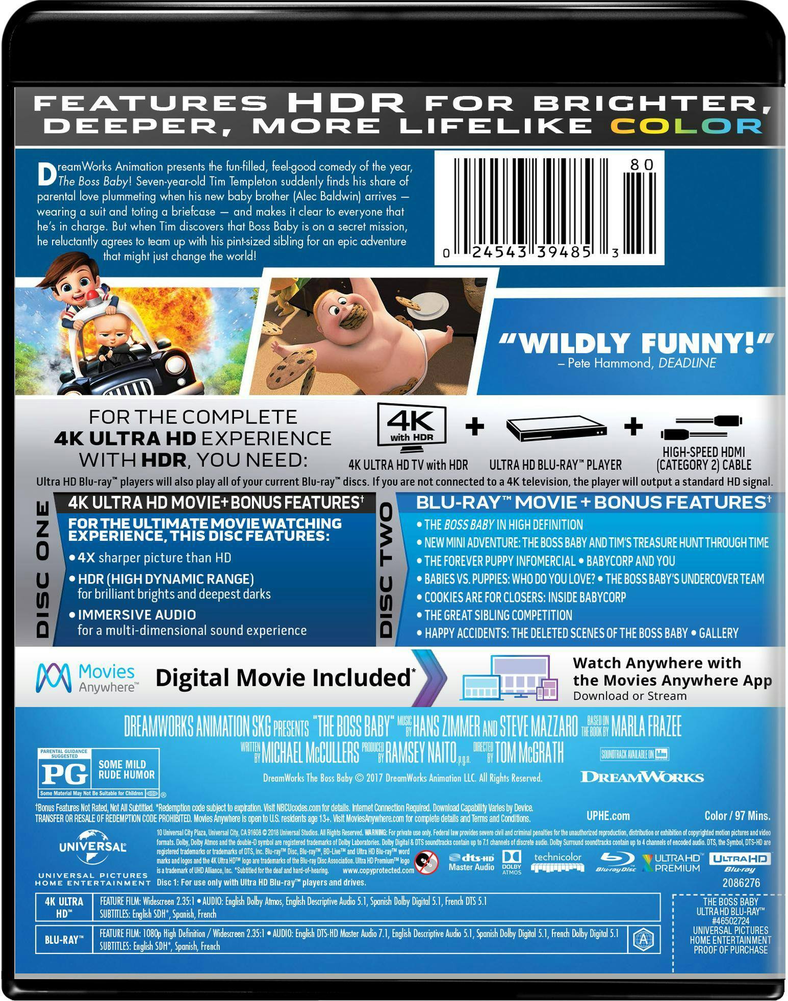 Back. The Boss Baby   - 4K Blu-Ray.