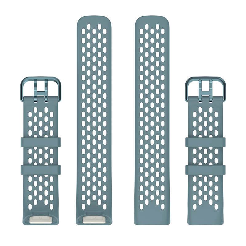 Back. StrapsCo - Endurance Band Silicone Rubber Watch Strap For Fitbit Charge 6 - Steel Blue.