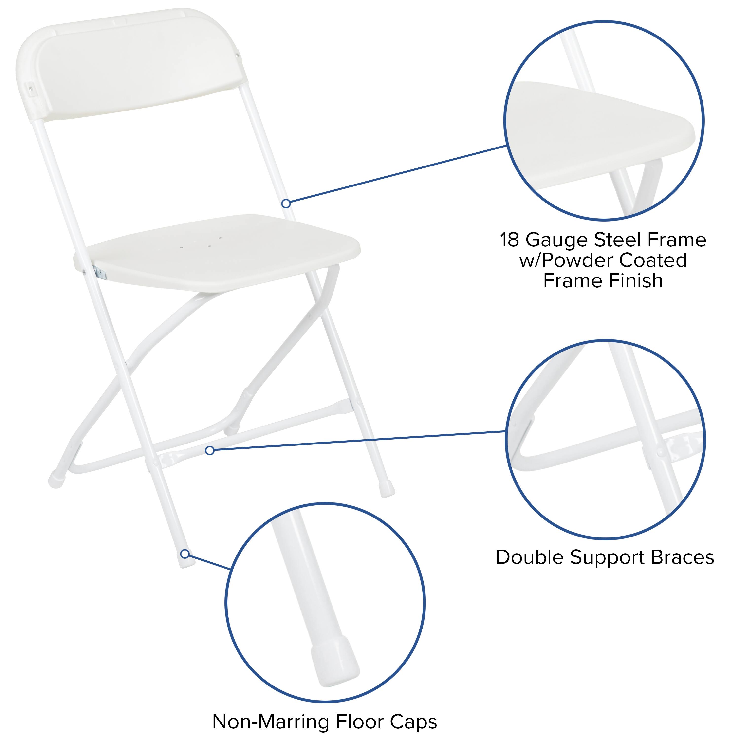 18 Gauge Steel Frame w/Powder Coated Frame Finish  
Double Support Braces  
Non-Marring Floor Caps