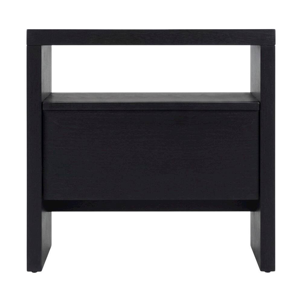 Front. Starlight Canyon Home - Contemporary Black Nightstand with Mahogany Solid & Oak Veneer Finish - Black.