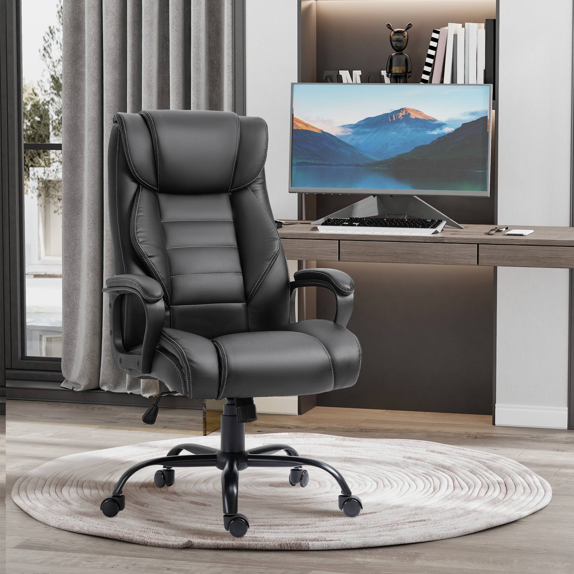 Angle. Vinsetto - Ergonomic Massage Office Chair with 6-Point Vibration - black.