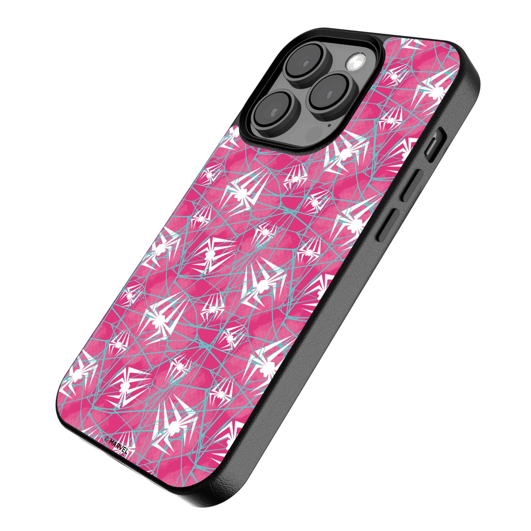 Angle. Keyscaper - Marvel Pattern MagSafe Compatible Phone Case - Apple iPhone 16 Plus - Spider-Gwen.