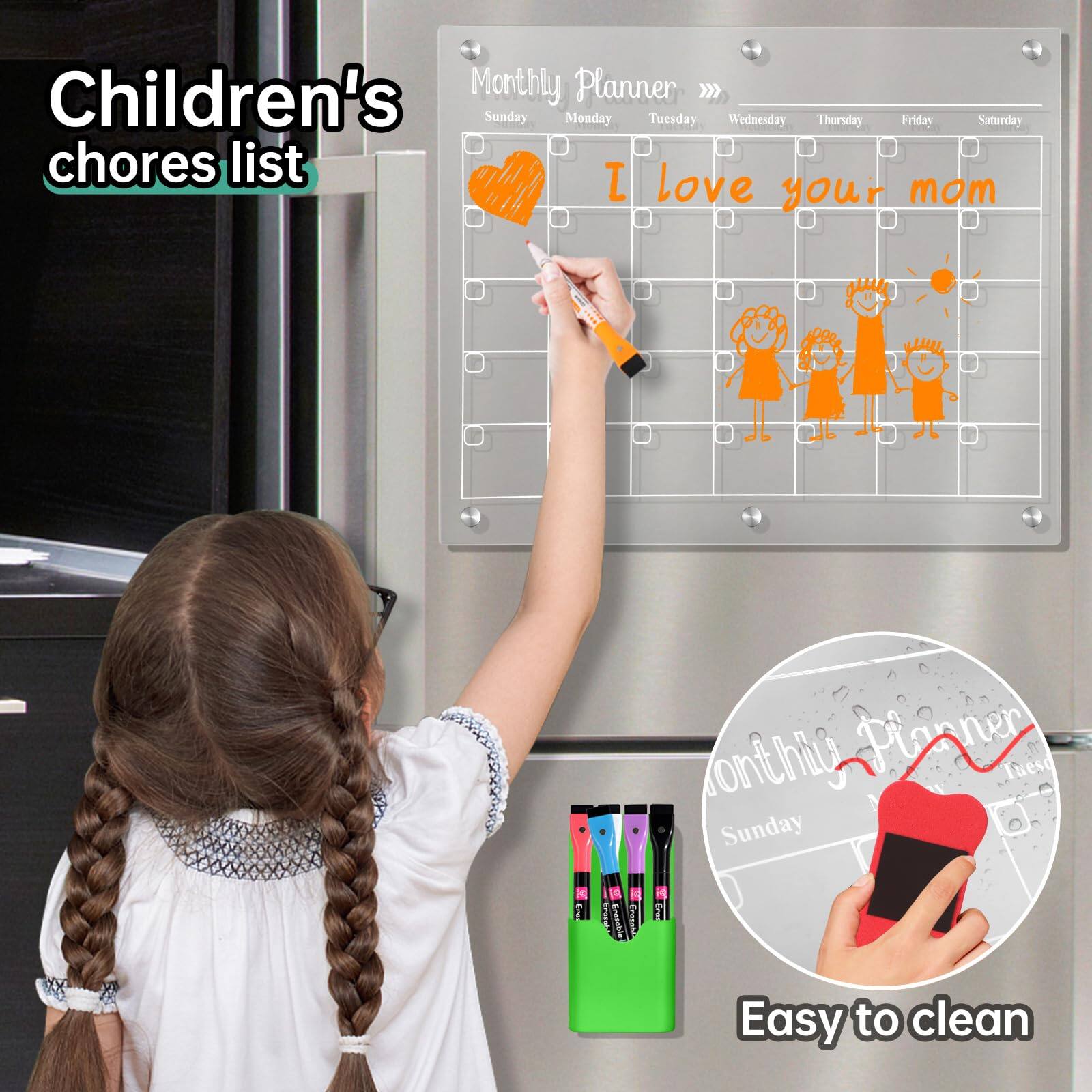 Children's chores list

Monthly Planner
Sunday Monday Tuesday Wednesday Thursday Friday Saturday

I love your mom

Easy to clean