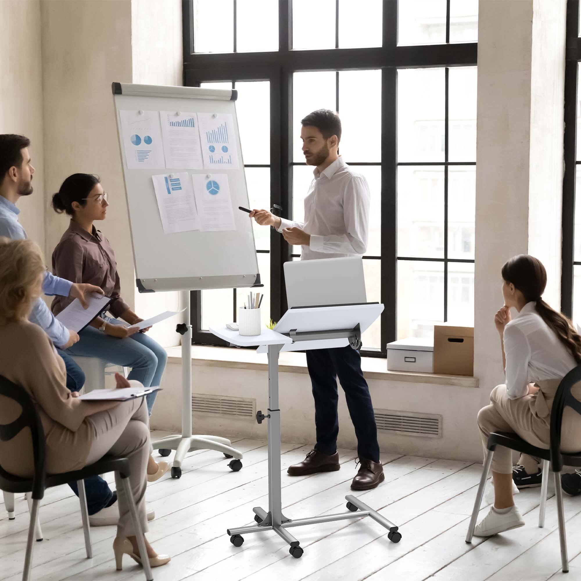 Alt View 13. Costway - Height Adjustable Mobile Standing Desk - White.