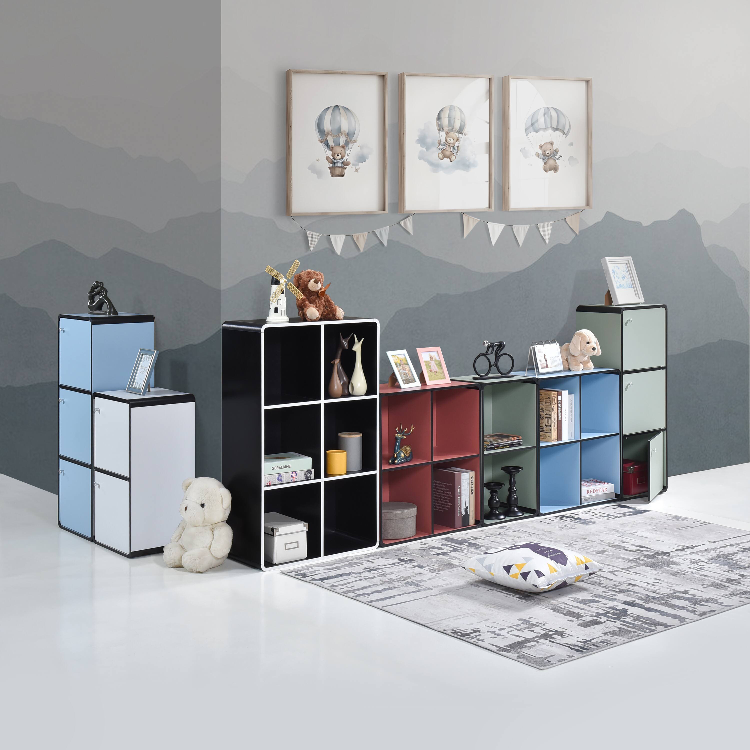 Alt View 2. Kings Brand Furniture - Kings Brand Furniture Dothan Wood 6-Cubed Open Bookcase - Storage Shelf Organizer Bookshelf - Black.