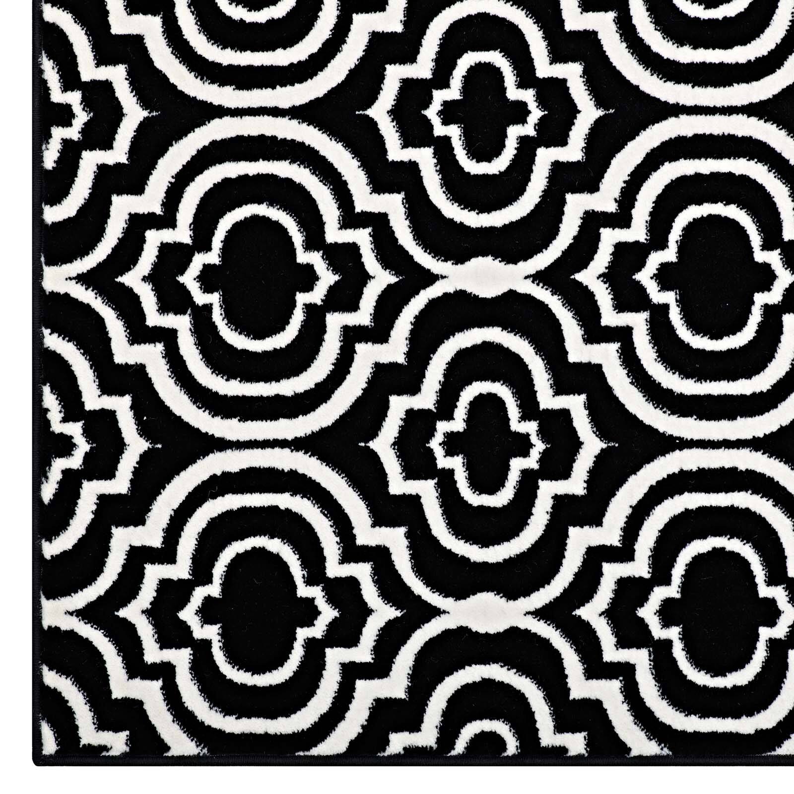 Alt View 1. Modway - Frame Transitional Moroccan Trellis Area Rug - Black and White.