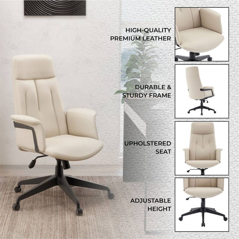 HIGH-QUALITY PREMIUM LEATHER  
DURABLE & STURDY FRAME  
UPHOLSTERED SEAT  
ADJUSTABLE HEIGHT