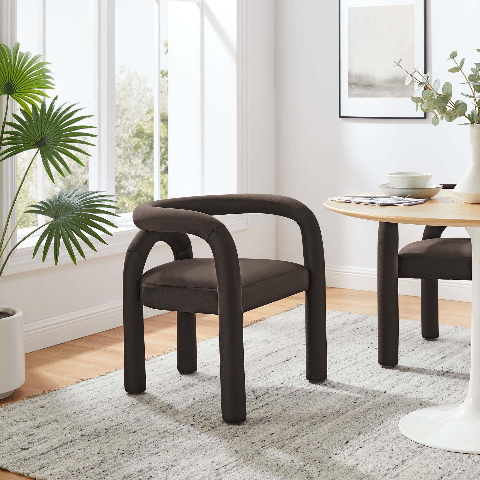 Alt View 4. Modway - Astrid Performance Velvet Dining Chair by Modway - Brown.