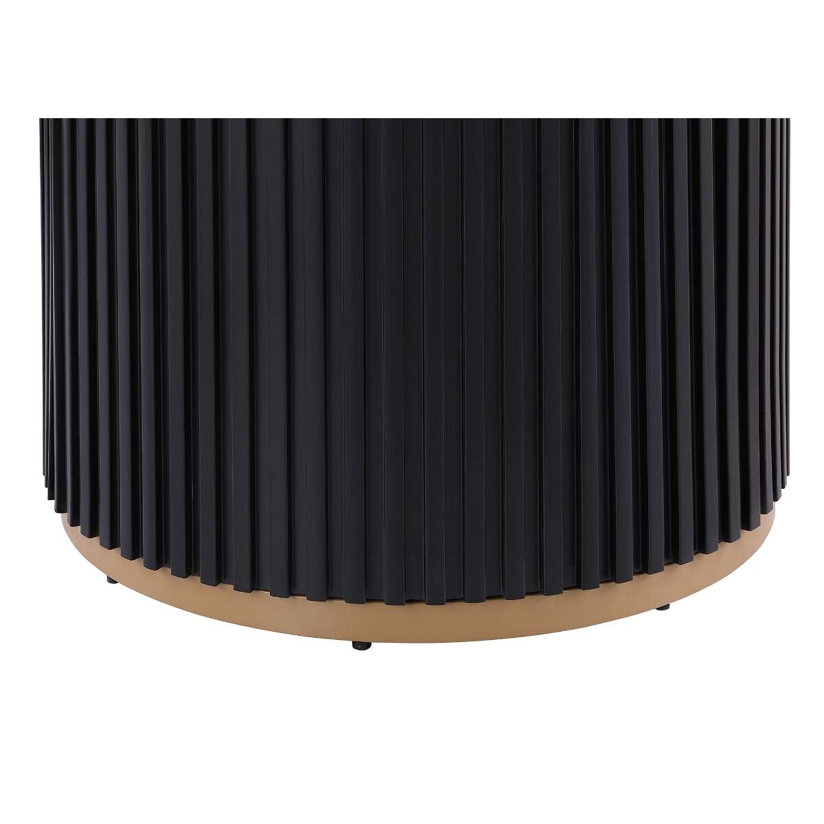 Alt View 3. Loheer - Loheer 46-Inch Round Faux Marble Dining Table with Black Fluted Metal Base for Four to Six - White, Black, Gold.