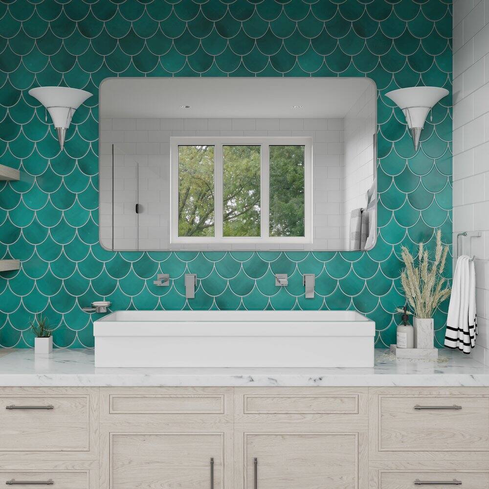 Back. Alfi - AB48TR 48" White Above Mount Fireclay Bath Trough Sink - White.