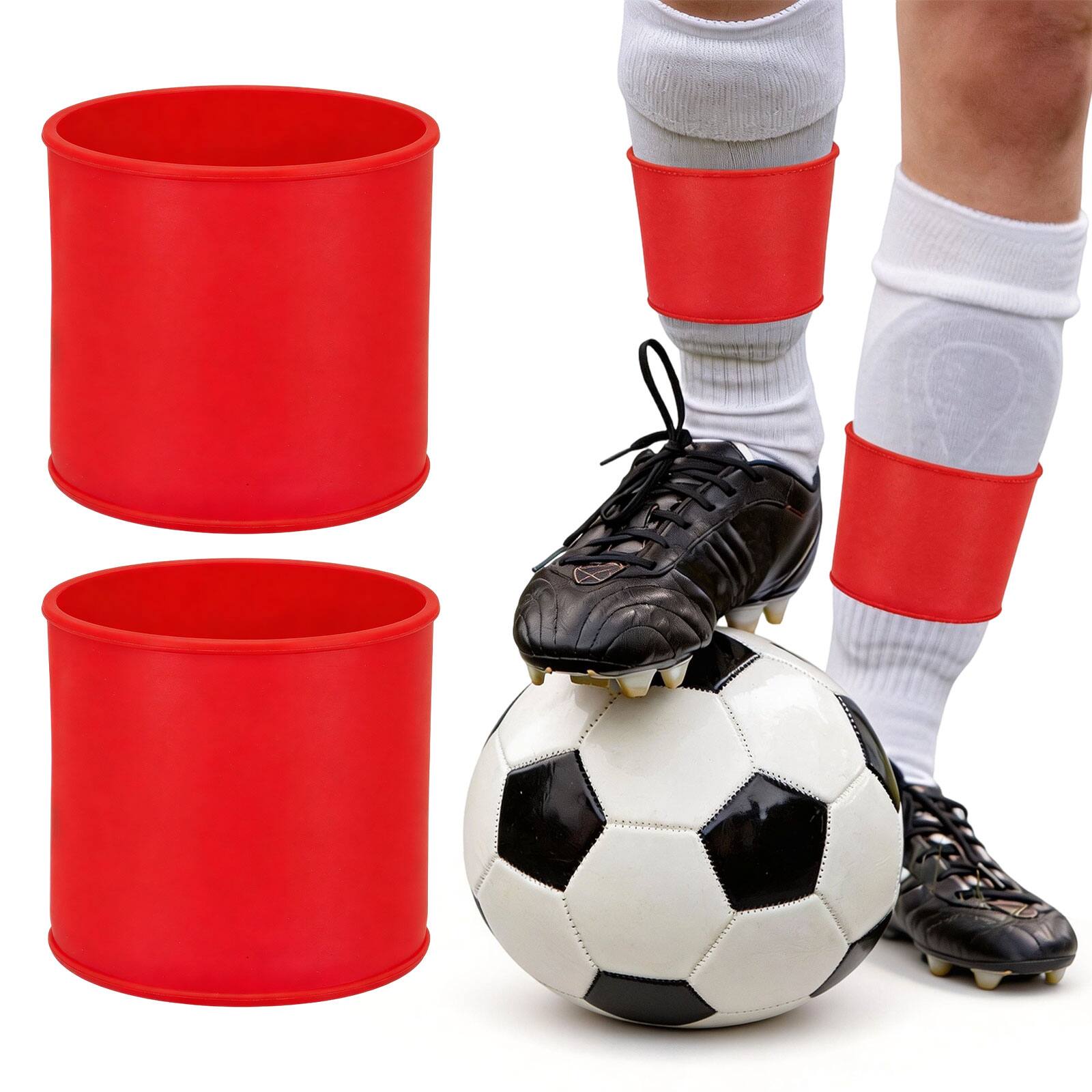 Unique Bargains - Silicone Soccer Leg Bands, Non-Slip Shin Guard Straps to Hold Guards Sleeves Sports Leg Band 1 Pair Size L - Red price history on PriceWatchPro