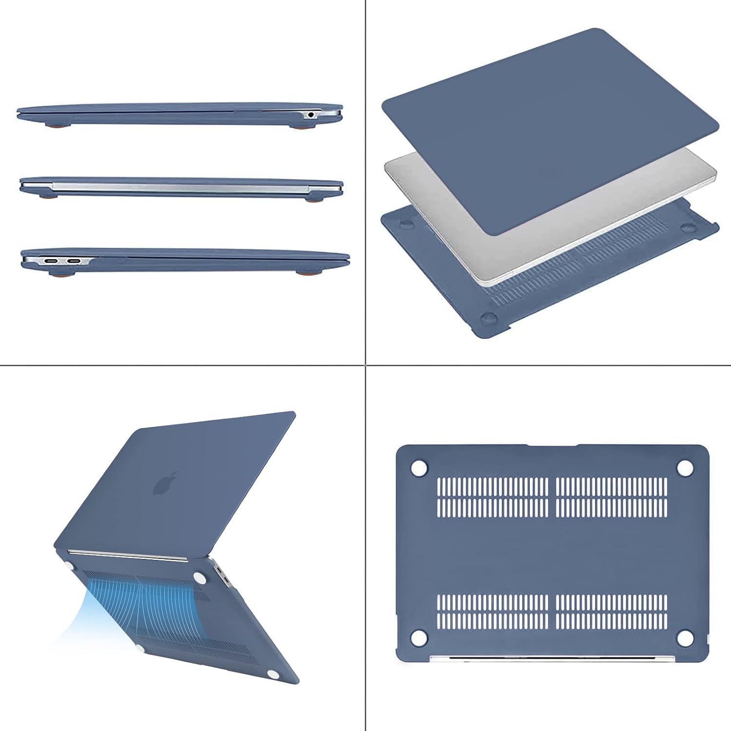 Alt View 1. mosiso - Case for MacBook Air 13 inch Case 2020 2019 2018 Release M1 A2337 A2179 A1932 with Touch ID with Keyboard Cover - Steel Blue.