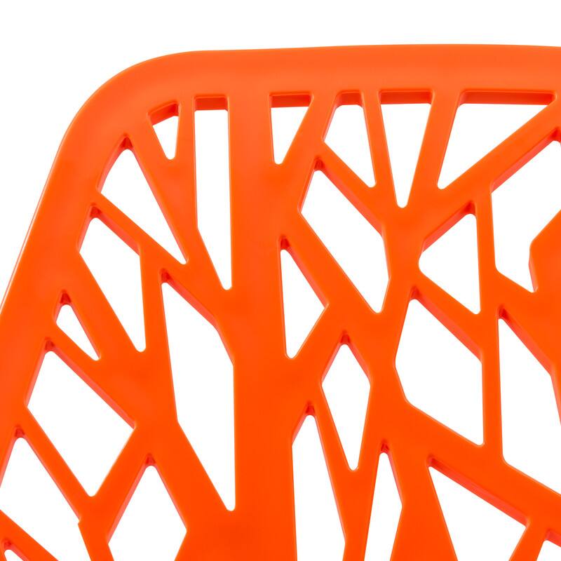 Alt View 2. LeisureMod - Asbury Stackable Modern Dining Chair with Cut Out Design and Chrome Legs Side Chair for Home Living Room - Orange.