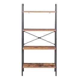JJS - Industrial 4-Tier Bookshelf - Brown