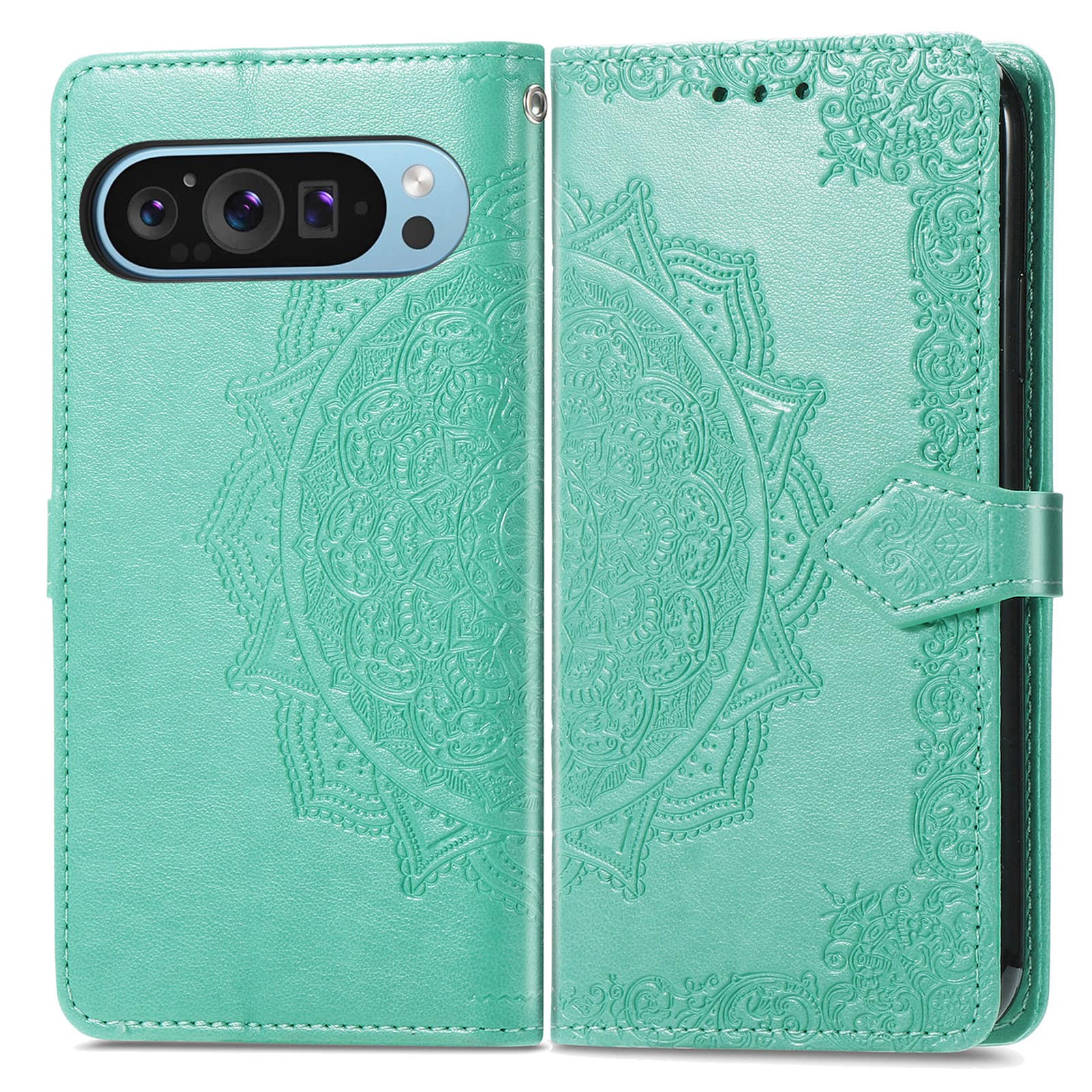 Dteck - Magnetic Embossed Case For Google Pixel 10 Pro XL, Shockproof Card Slots Stand PU Leather Flip Protective Cover - Green price history on PriceWatchPro