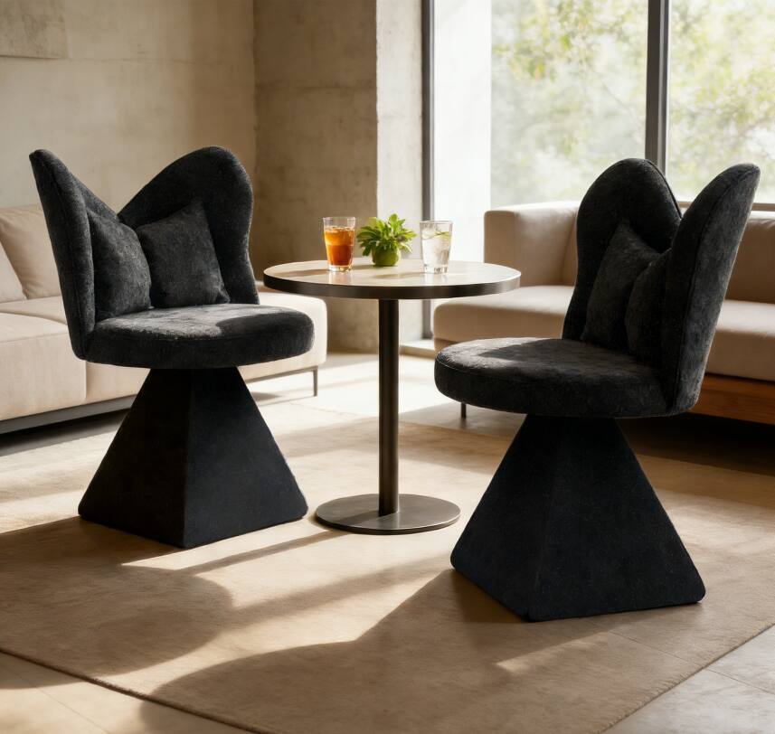 Back. Forest'nSky - Black Swivel Vanity Chair with Butterfly Back, Makeup Stool for Bedroom, Living & Dining Room - Black.