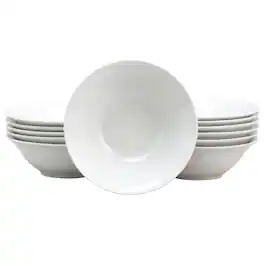 Gibson - Home Noble Court 7 Inch Fine Ceramic Bowls 12 Piece Set - White
