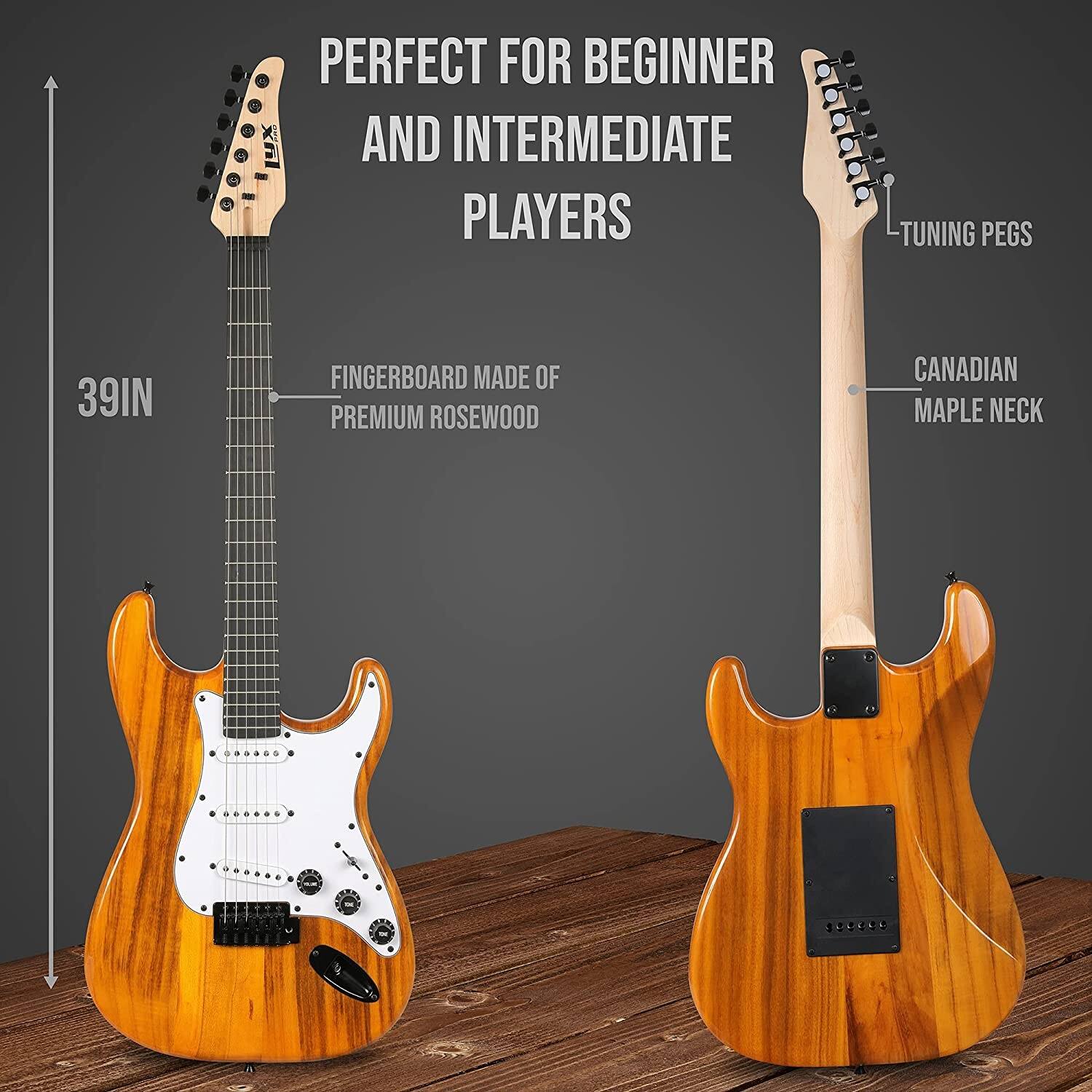 PERFECT FOR BEGINNER AND INTERMEDIATE PLAYERS

TUNING PEGS

39IN

FINGERBOARD MADE OF PREMIUM ROSEWOOD

CANADIAN MAPLE NECK