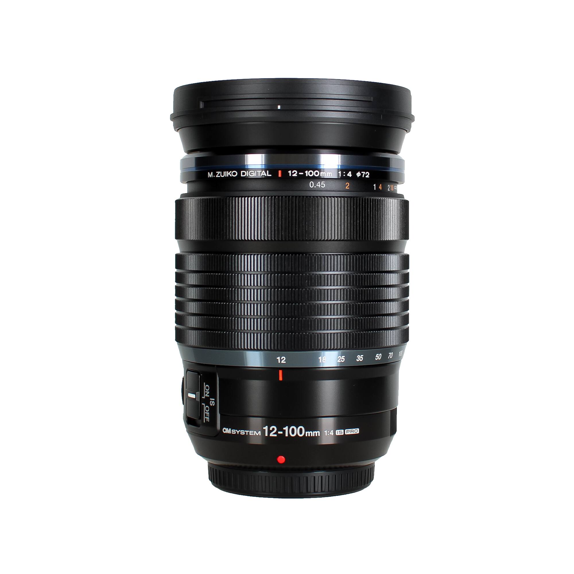 M.ZUIKO DIGITAL 12-100mm 1:4 PRO  
0.45  
2  
14  
21  
12  
18  
25  
35  
12-100mm 1:4  
OM SYSTEM 12-100mm 1:4