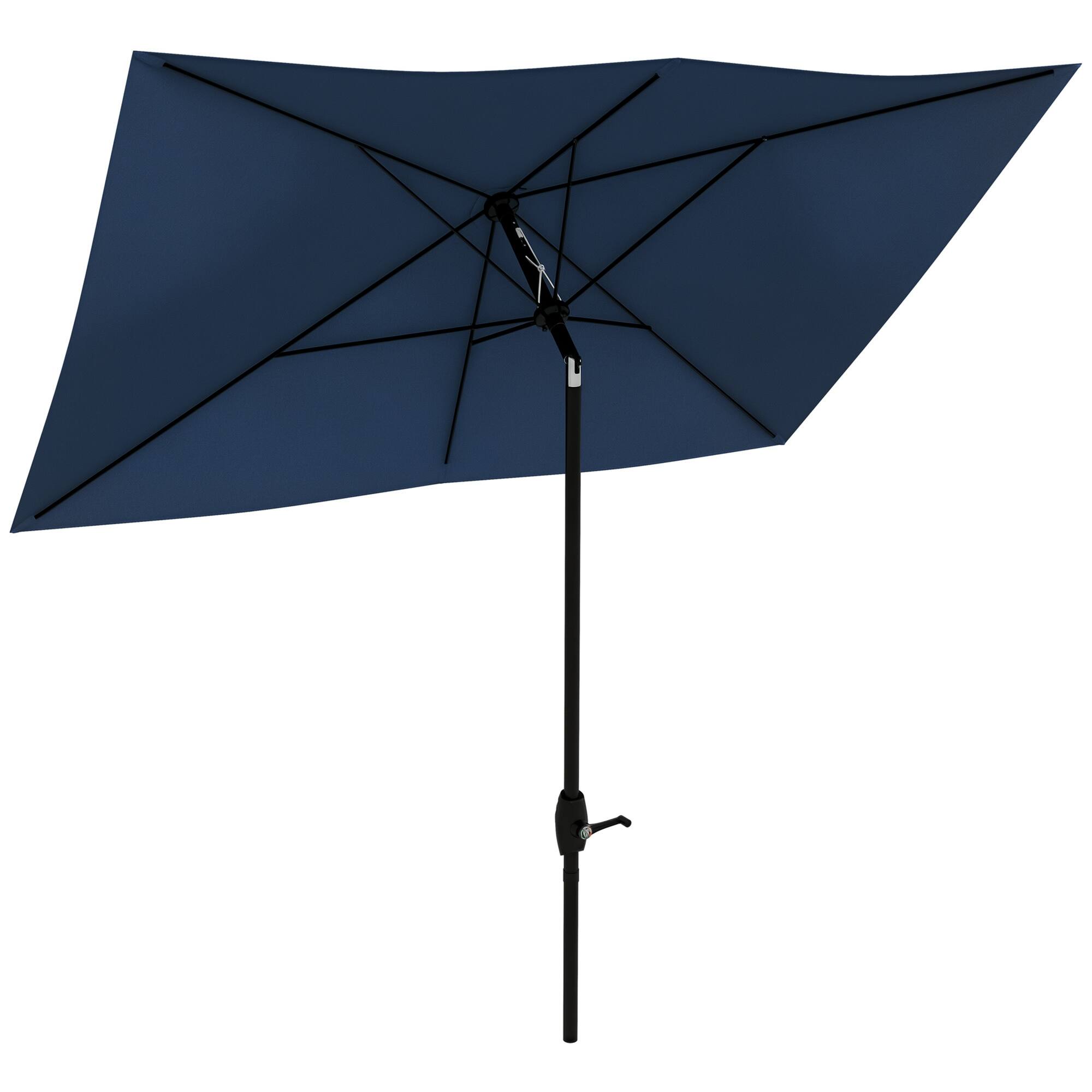 Outsunny - 6.6' x 10' Outdoor Patio Umbrella with Crank Handle - Blue