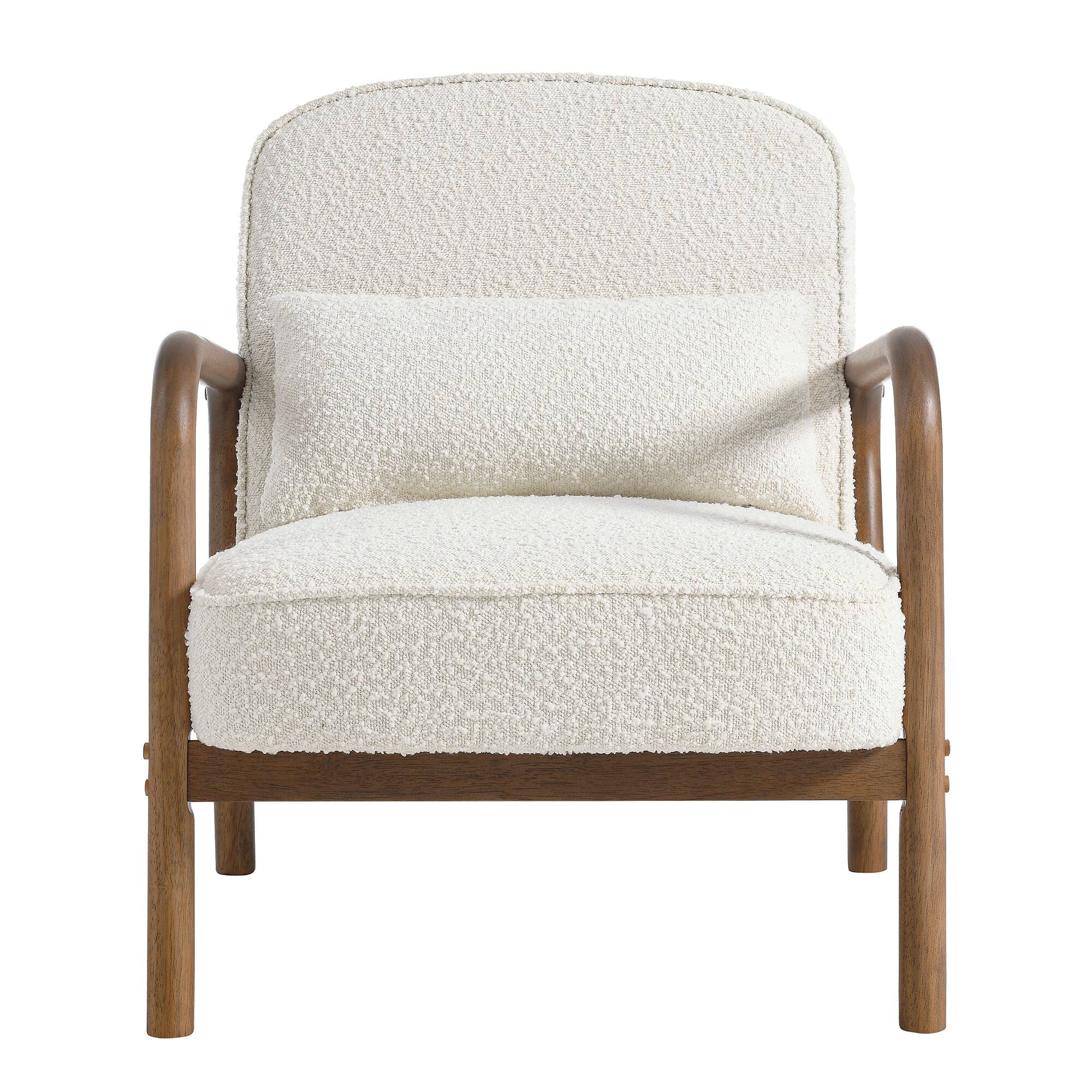 Alt View 2. Modway - Charlie Boucle Upholstered Armchair by Modway - White.