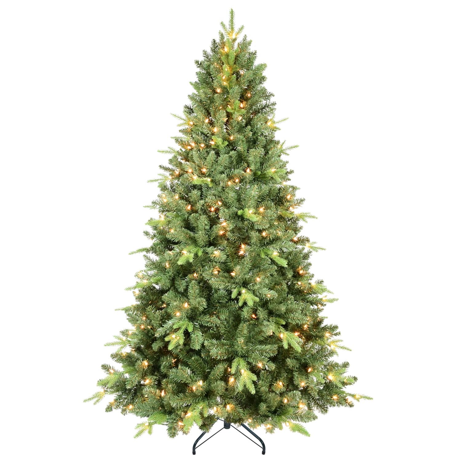 Pefilos - 7ft Artificial Christmas Tree with 1875 PE/PVC Mixed Branch Tips, 450 UL Warm White LED Lights & Foldable Base - Green