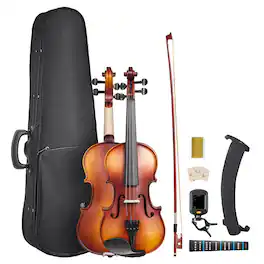 VEVOR - Violin 1/2 Size for Adults, Violin Fiddle Set for Beginners Student with Hard Case, Rosin, Bow, Shoulder Rest - Brown