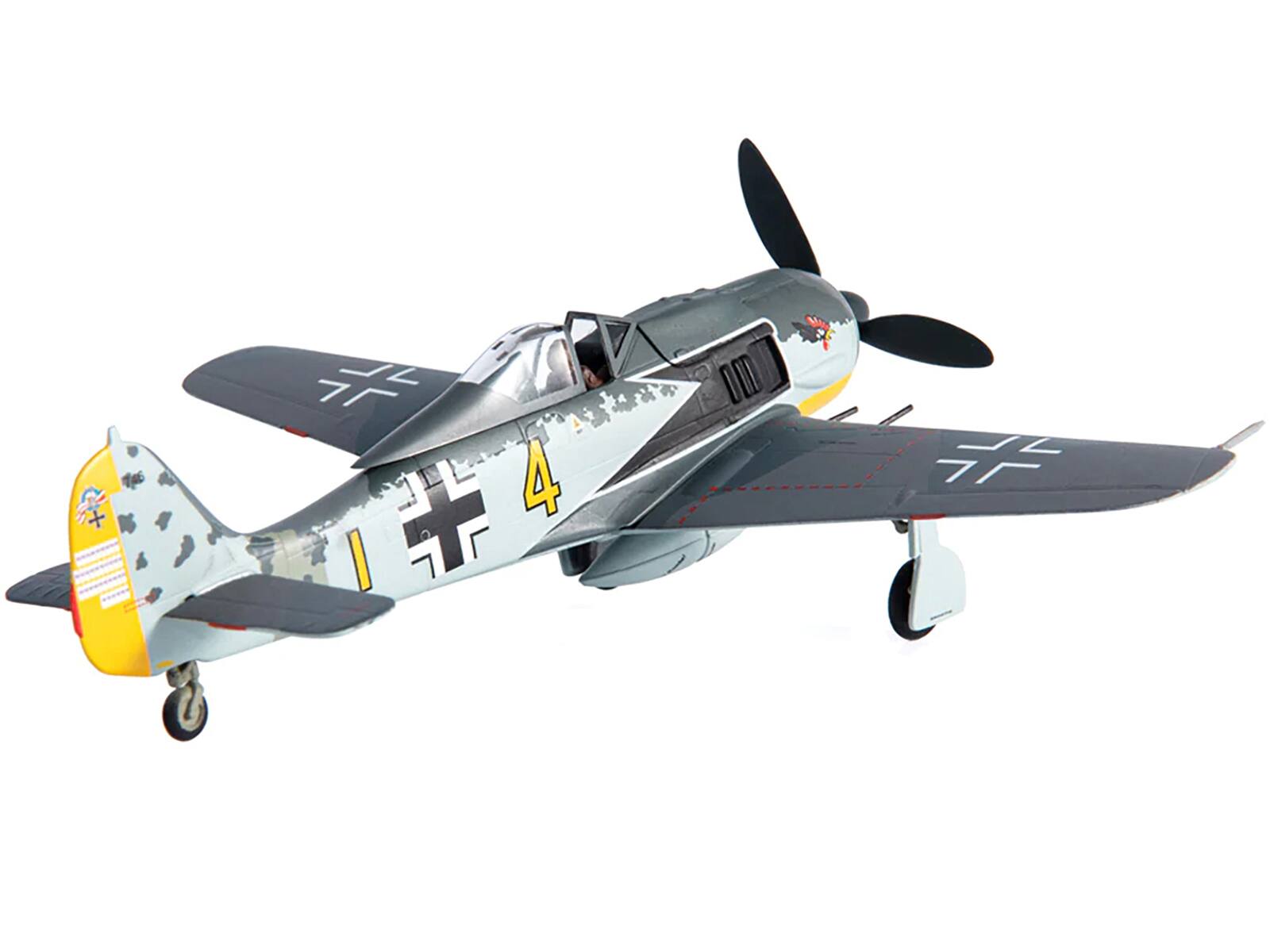 Left. JC Wings - Focke-Wulf FW 190A-4 Fighter Aircraft Major Siegfried Schnell, Luftwaffe, JG2, France (1943) 1/72 Diecast Model - Multicolor.
