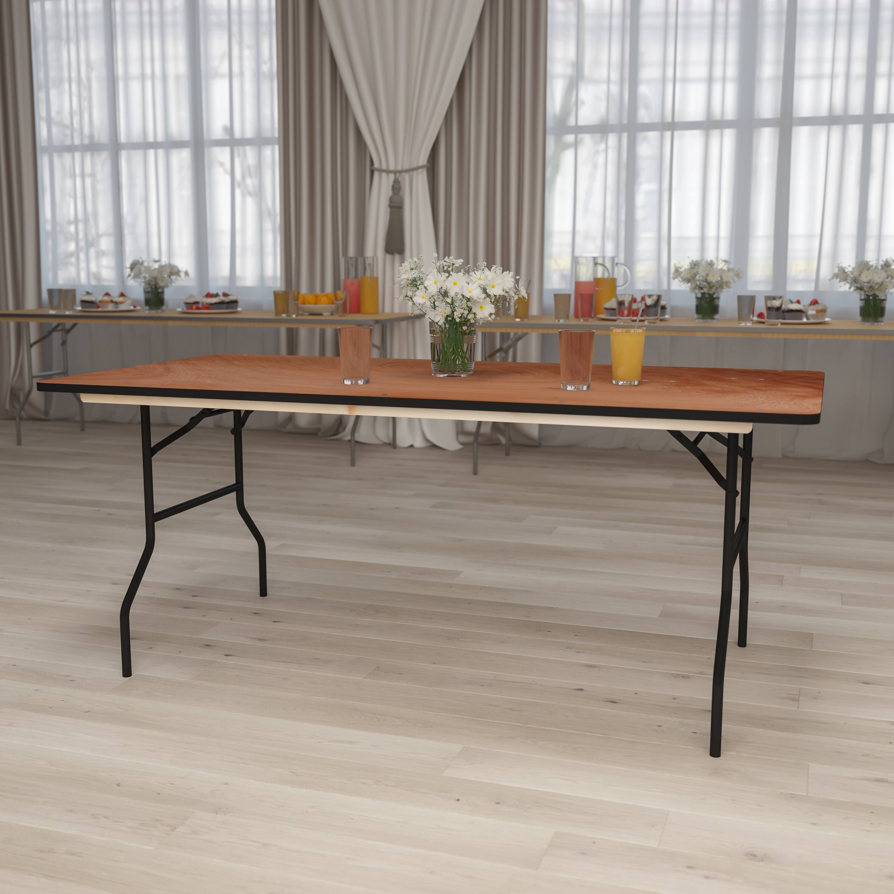 Alt View 11. Alamont Home - Fielder 6-Foot Rectangular Wood Folding Banquet Table with Clear Coated Finished Top - Natural.