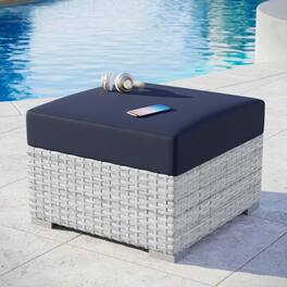 Convene Outdoor Patio Ottoman by Modway - Light Gray Navy