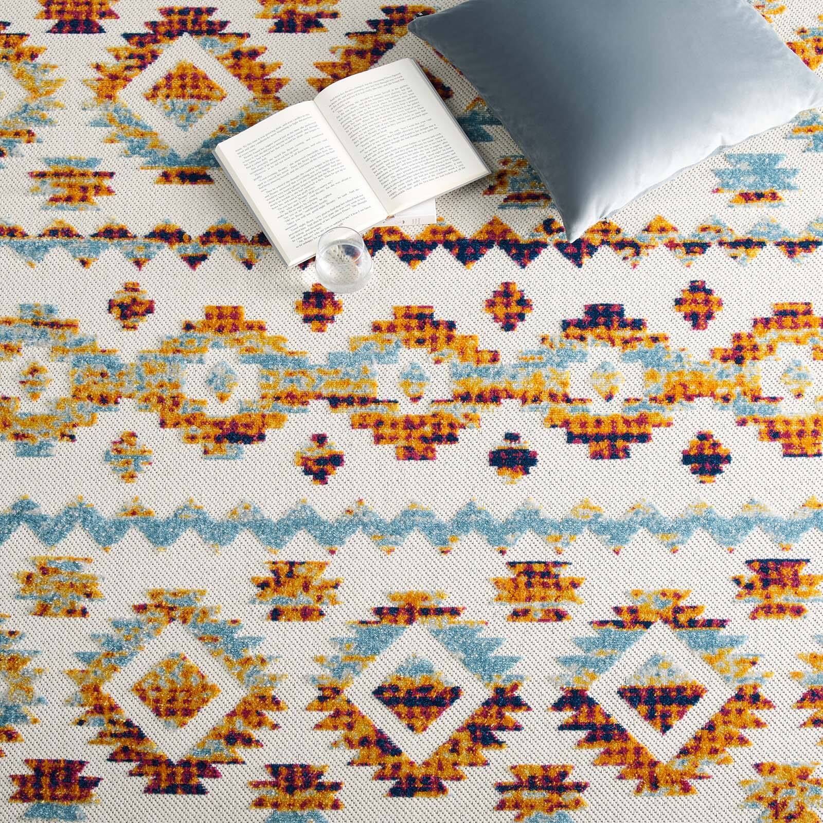 Back. Modway - Reflect Takara Abstract Diamond Moroccan Trellis Indoor and Outdoor Area Rug - Multicolored.