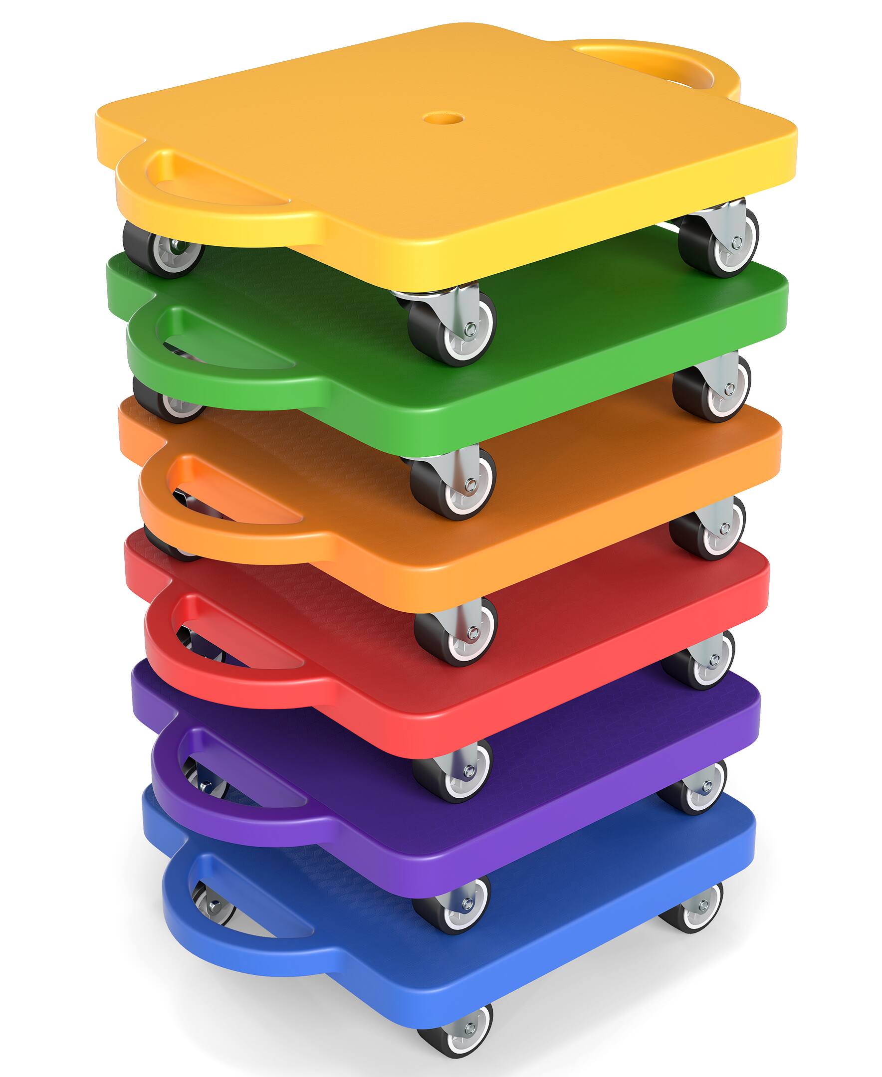 Front. Sugift - 6-Pack Kids Sitting Scooter Set with Handles and Non-marring Universal Casters - Multicolor.