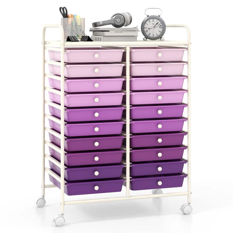 WELLFOR - 20 Drawer Rolling Storage Cart Organizer,Art & Craft Storage Cart Tools Scrapbook Paper Office School Organizer - Gradient Purple price history on PriceWatchPro