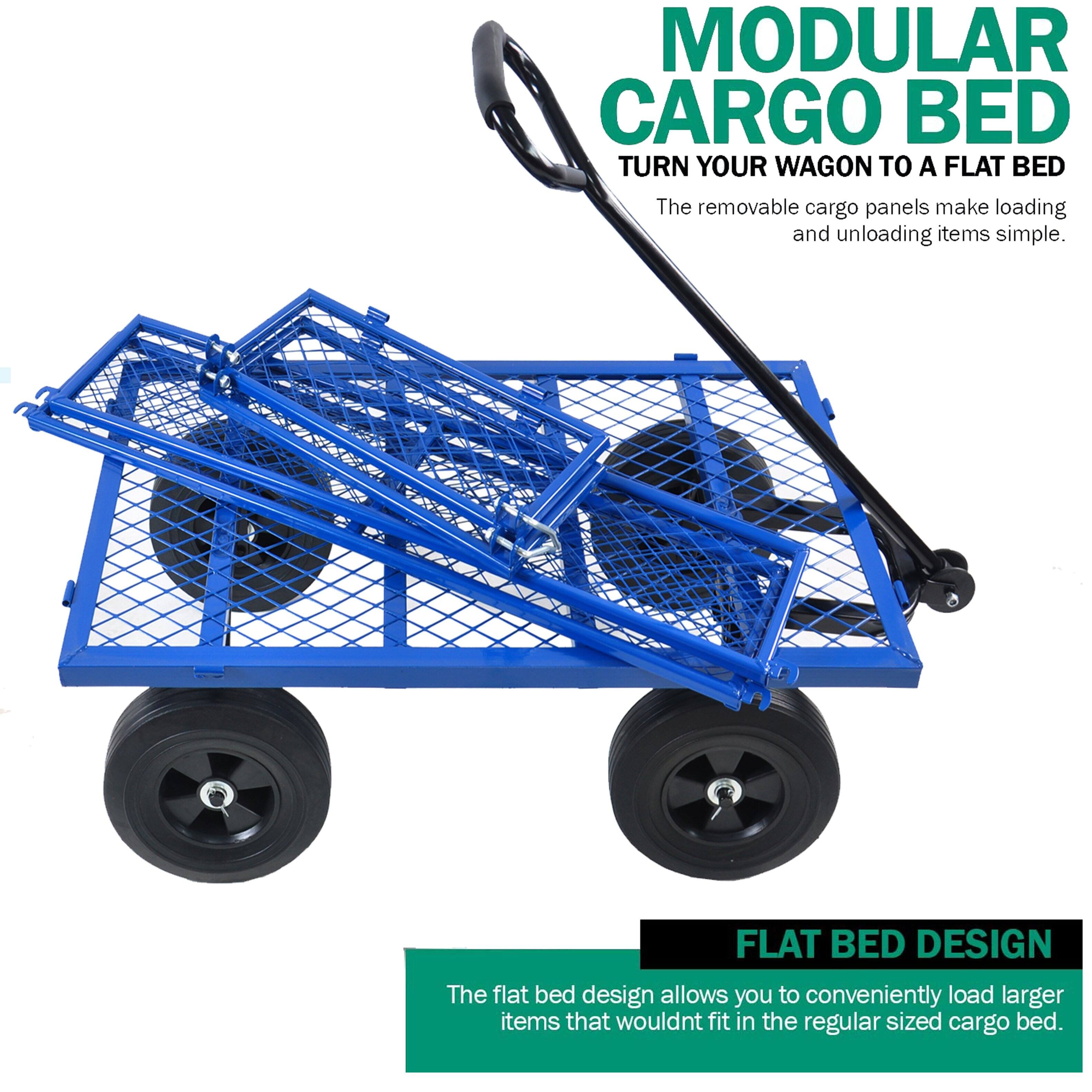 MODULAR CARGO BED  
TURN YOUR WAGON TO A FLAT BED  
The removable cargo panels make loading and unloading items simple.  

FLAT BED DESIGN  
The flat bed design allows you to conveniently load larger items that wouldn't fit in the regular sized cargo bed.