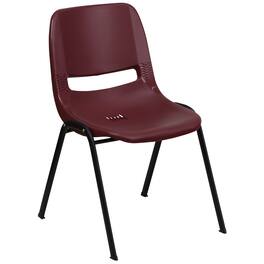 Emma + Oliver - Ergonomic Shell Student Stack Chair - Classroom Chair / Office Guest Chair - Burgundy