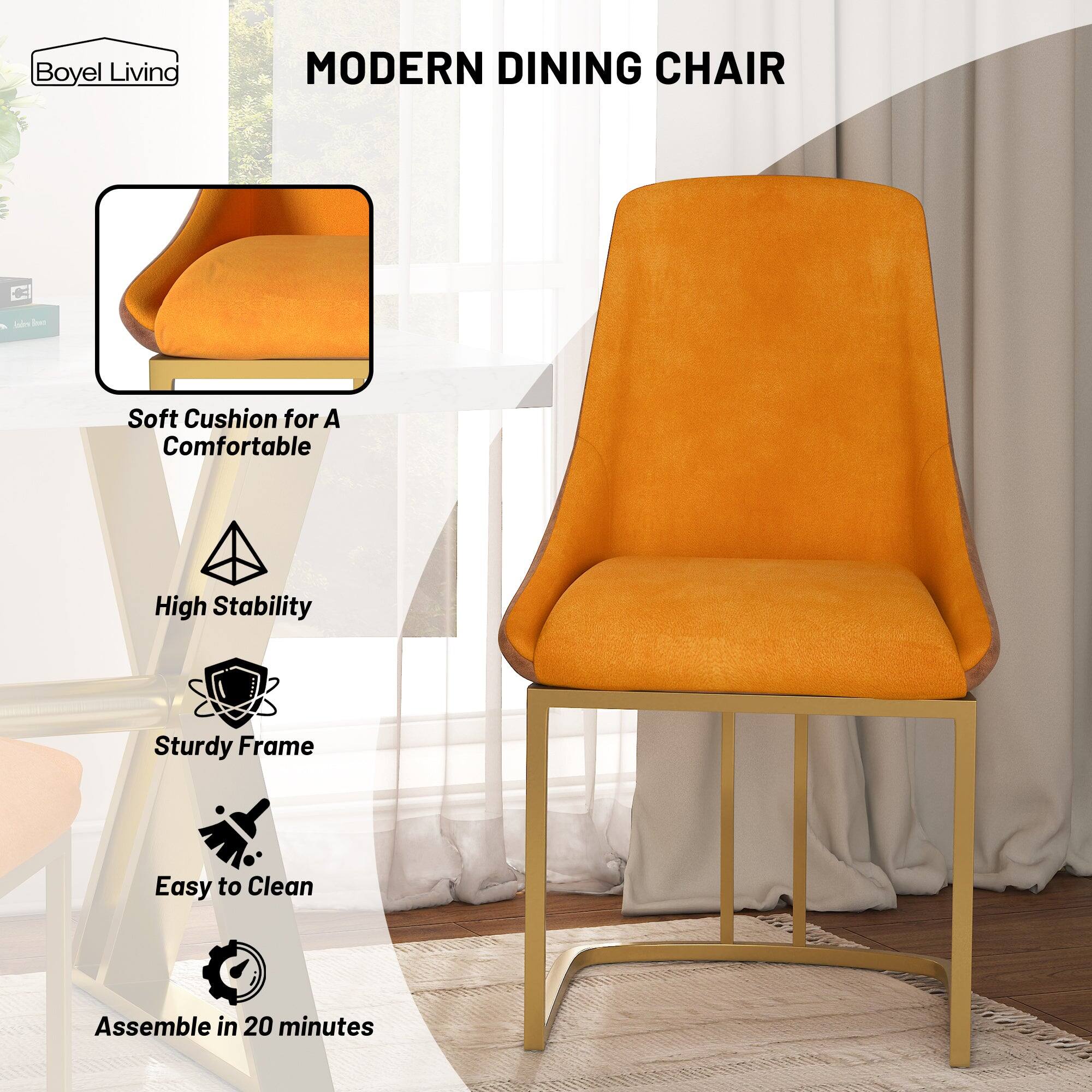 Boyle Living  
MODERN DINING CHAIR  

- Soft Cushion for A Comfortable  
- High Stability  
- Sturdy Frame  
- Easy to Clean  
- Assemble in 20 minutes