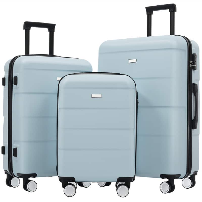 HTUTWOO - Hardshell Luggage Sets 3 Piece-Double Spinner Wheels Suitcase with Handle Password Lock,Lightweight 20"+24"+28" Luggages - Light Blue