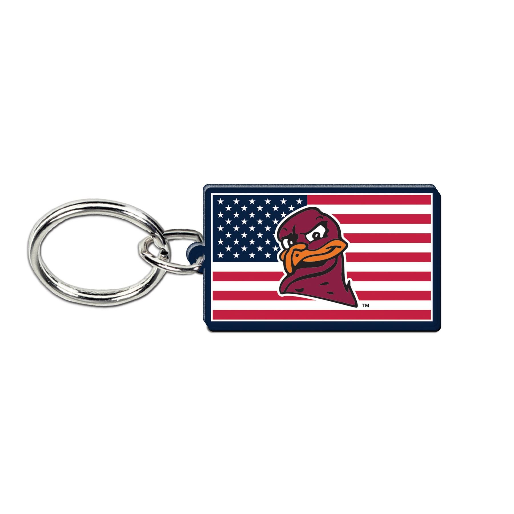 Front. WinCraft - Virginia Tech Hokies Stars & Stripes Acrylic Key Ring - Multicolor.