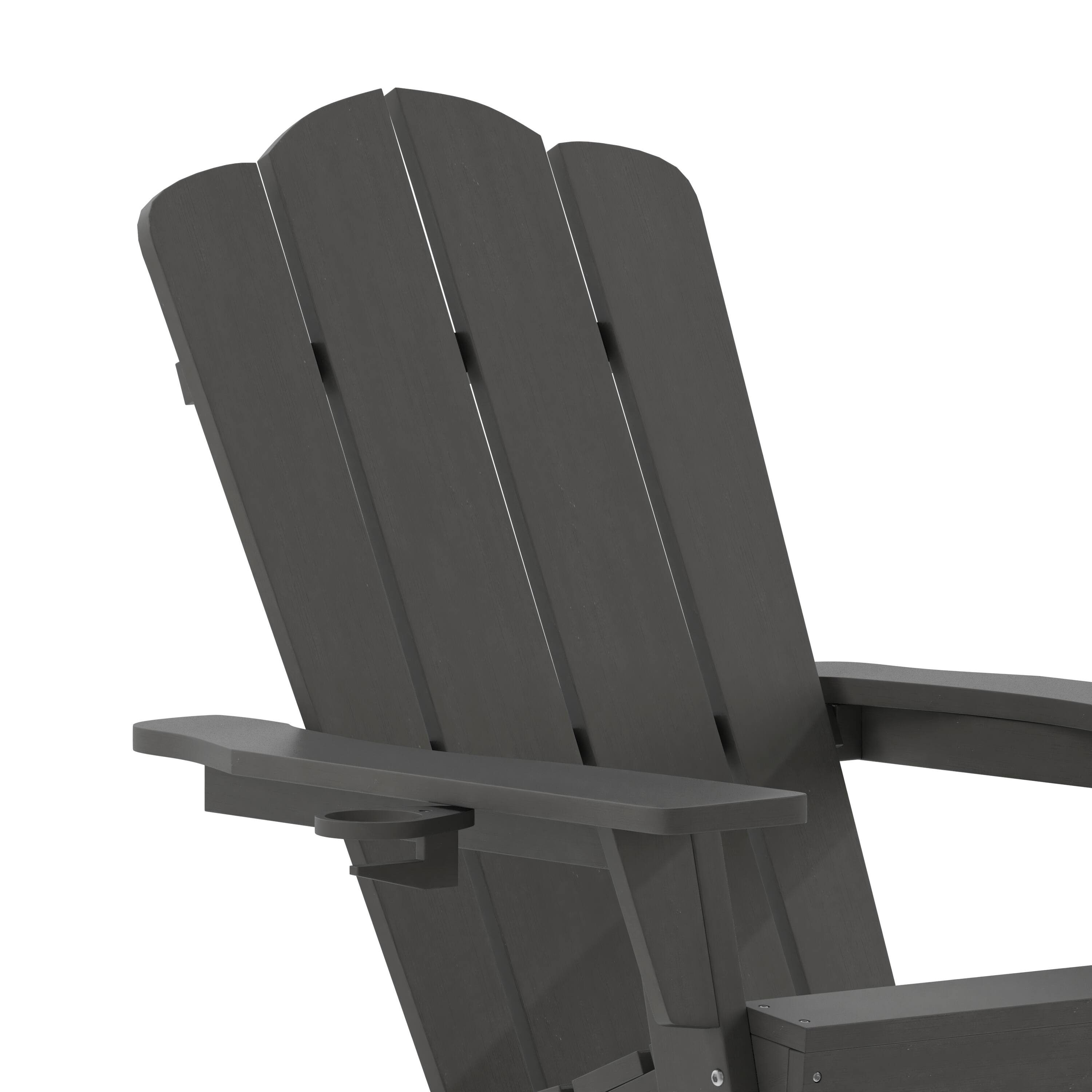 Alt View 10. Emma + Oliver - Tiverton Adirondack Chair with Cup Holder, Weather Resistant HDPE Adirondack Chair - Gray.