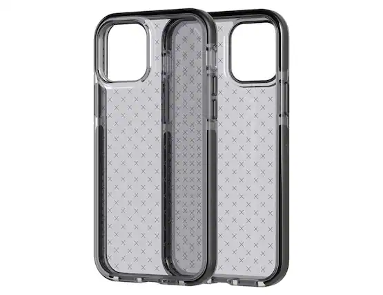 Front. Tech21 - Tech21 Evo Check Phone Case for Apple iPhone 12 and 12 Pro 5G with 12 ft Drop Protection - Smokey Black - Smokey Black.