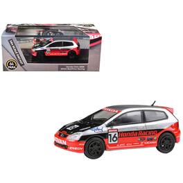 2005 Honda Civic #16 Silver Metallic and Red with Black Graphics 1/64 Diecast Model Car by Paragon Models