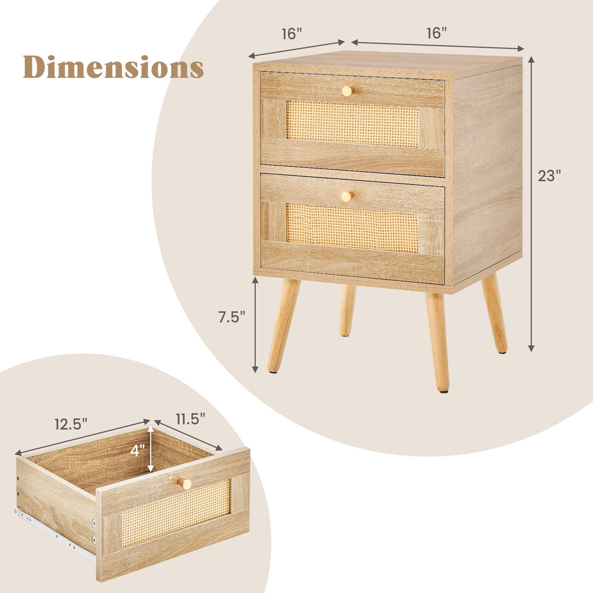 Dimensions: 16" x 16" x 23"

The image shows a wooden dresser with a drawer and a box on top of it. The dimensions of the dresser are 16" x 16" x 23". The drawer is located in the middle of the dresser, and the box is placed on top of it. The dresser is made of wood and has a simple design.