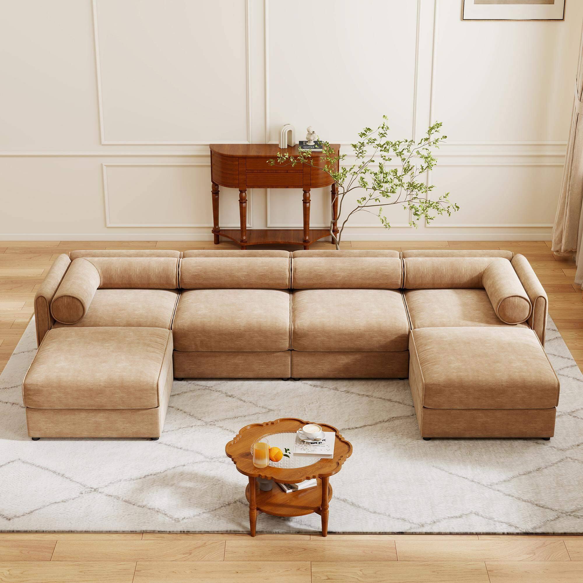Angle. Roomtec - Modular Sectional Sofa with Storage Extra Large U Shaped Sectional Couch for Living Room Convertible Modular Sofa Couch - Camel.