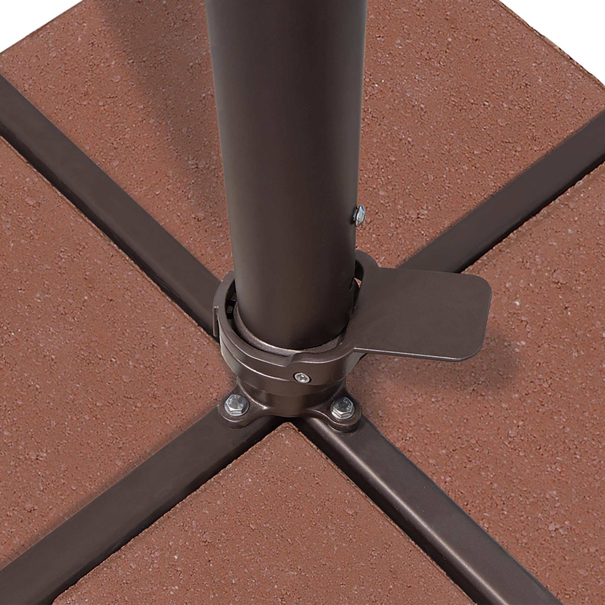 Alt View 1. Mondawe - 8.6' Square Cantilever Patio Umbrella Bronze Frame with Cross Bar Stand - Beige.