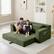 Alt View 4. Meqiodas - 2 in 1 Convertible Folding Couch Bed, Cloud Loveseat Sofa, Corduroy Floor Lounge Sofa for Bedroom Living Room - Green.